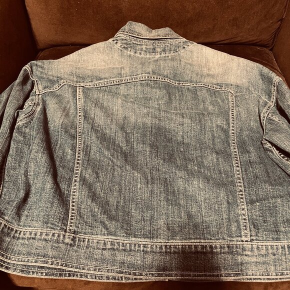 VINCE Denim Jacket Womens Distressed Sz Large Engineer Wash Western - Picture 4 of 6